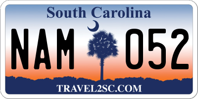 SC license plate NAM052