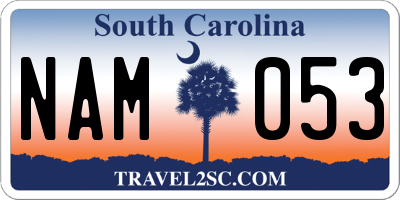 SC license plate NAM053