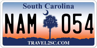 SC license plate NAM054