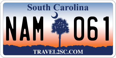 SC license plate NAM061