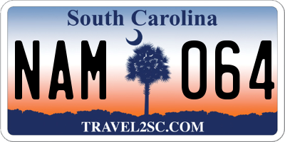 SC license plate NAM064