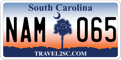 SC license plate NAM065