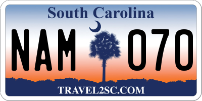 SC license plate NAM070