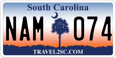 SC license plate NAM074