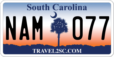SC license plate NAM077