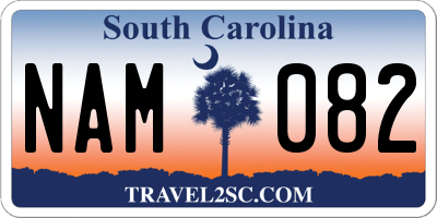 SC license plate NAM082