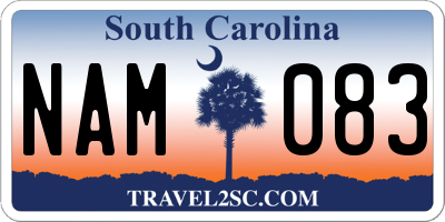 SC license plate NAM083
