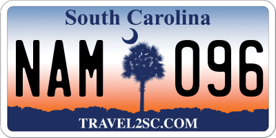 SC license plate NAM096
