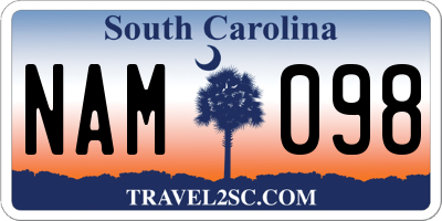 SC license plate NAM098