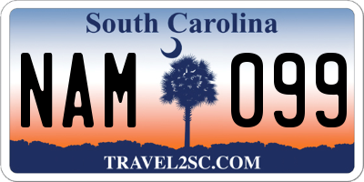SC license plate NAM099