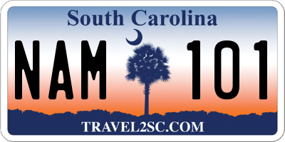 SC license plate NAM101