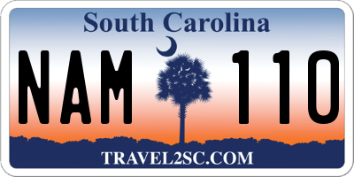 SC license plate NAM110