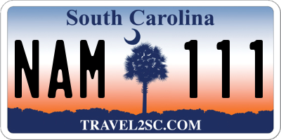 SC license plate NAM111
