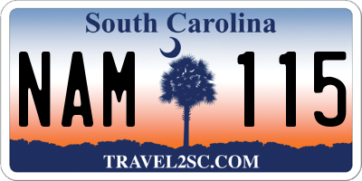 SC license plate NAM115