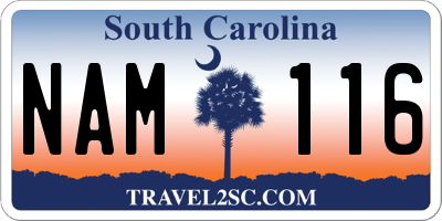 SC license plate NAM116