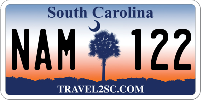 SC license plate NAM122