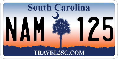 SC license plate NAM125
