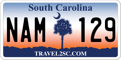 SC license plate NAM129