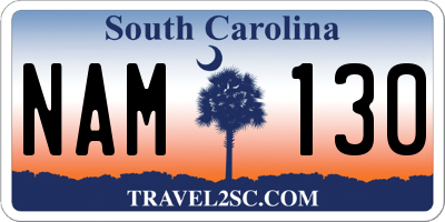 SC license plate NAM130
