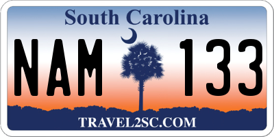 SC license plate NAM133