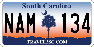 SC license plate NAM134