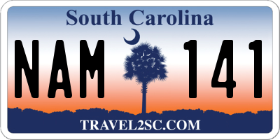 SC license plate NAM141