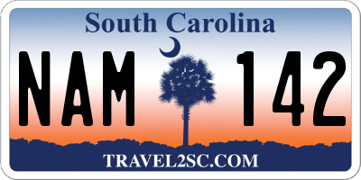 SC license plate NAM142
