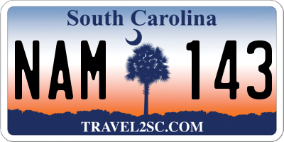 SC license plate NAM143