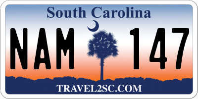 SC license plate NAM147