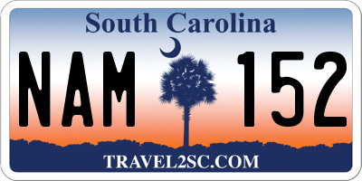 SC license plate NAM152