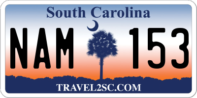 SC license plate NAM153