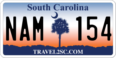 SC license plate NAM154
