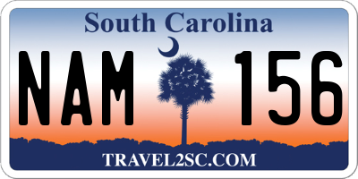 SC license plate NAM156