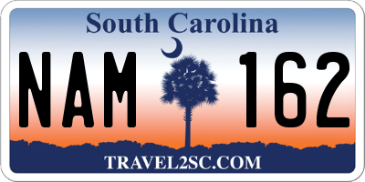 SC license plate NAM162