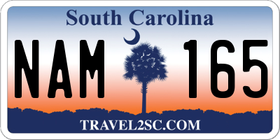 SC license plate NAM165
