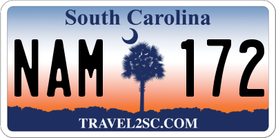 SC license plate NAM172