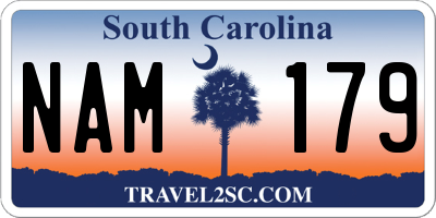 SC license plate NAM179