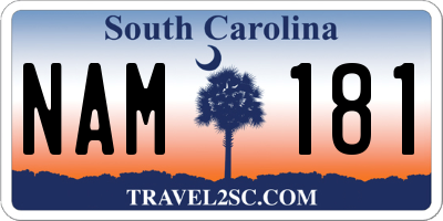 SC license plate NAM181
