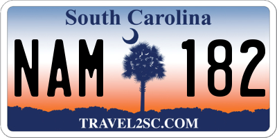 SC license plate NAM182