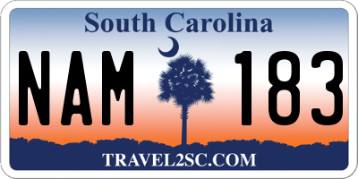SC license plate NAM183