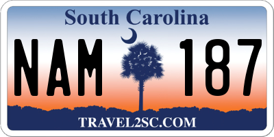 SC license plate NAM187