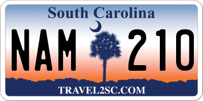 SC license plate NAM210