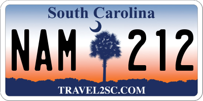 SC license plate NAM212