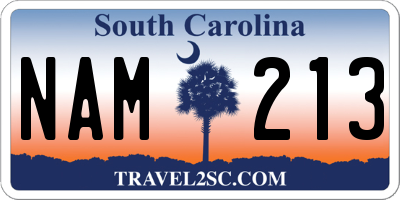SC license plate NAM213