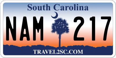 SC license plate NAM217