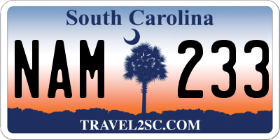 SC license plate NAM233