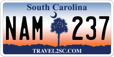 SC license plate NAM237