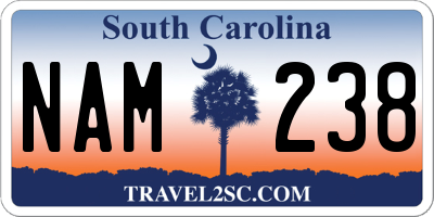 SC license plate NAM238