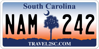 SC license plate NAM242