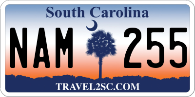 SC license plate NAM255
